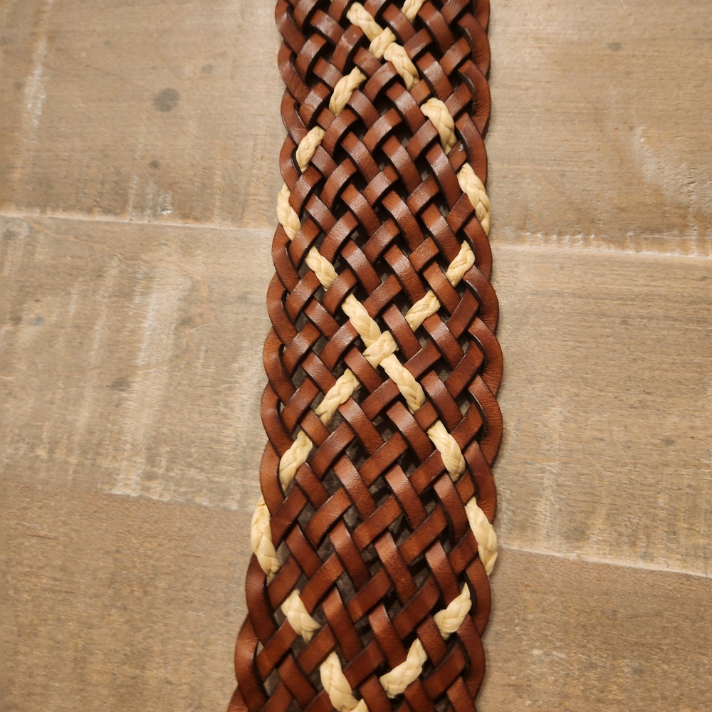Vintage Bernadette Rossi for Bonwit Teller Italian Leather Woven Belt S Boho - Picture 3 of 8